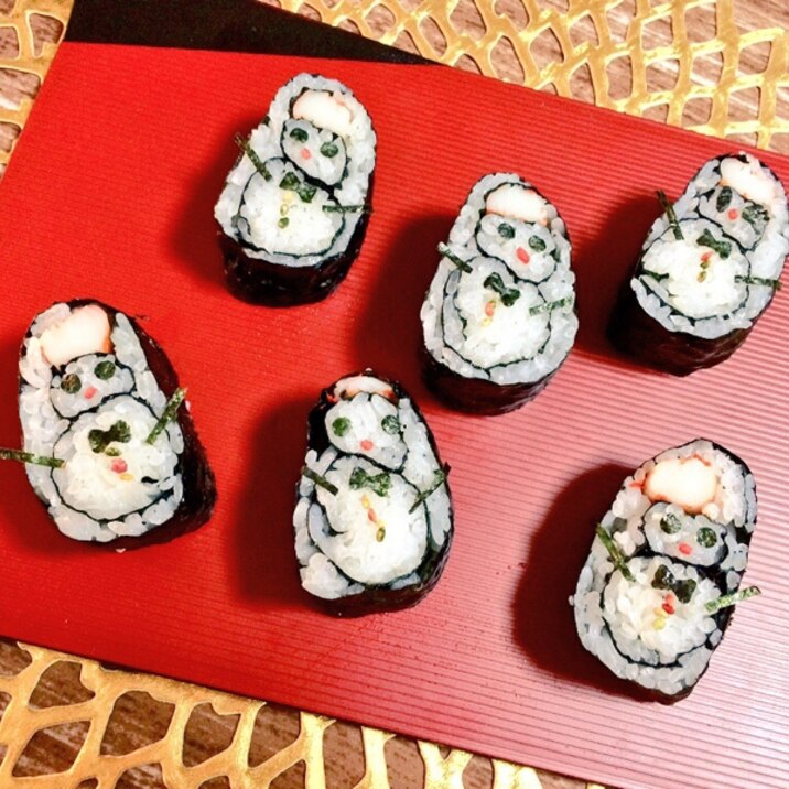 ちょっと可愛い雪だるまの巻き寿司 レシピ 作り方 By 食いしん坊ともりん 楽天レシピ ちょっと可愛い雪だるまの巻き寿司 レシピ 作り方 By 食いしん坊ともりん 楽天レシピ